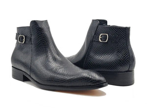 Carrucci Python Printed Calfskin Buckle Strap Boot