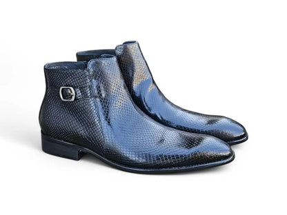 Carrucci Python Printed Calfskin Buckle Strap Boot