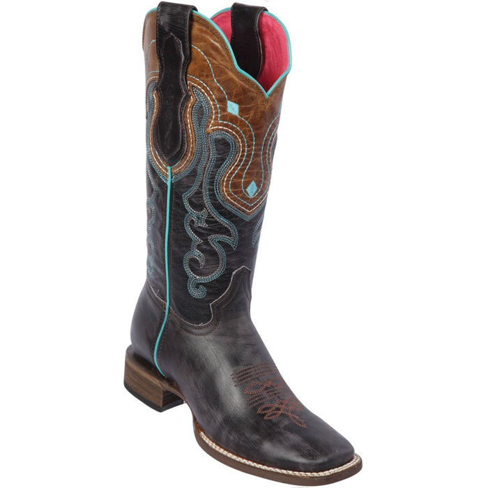 Grey square toe cowgirl boot