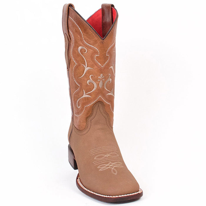 Tan square toe Cowgirl boot