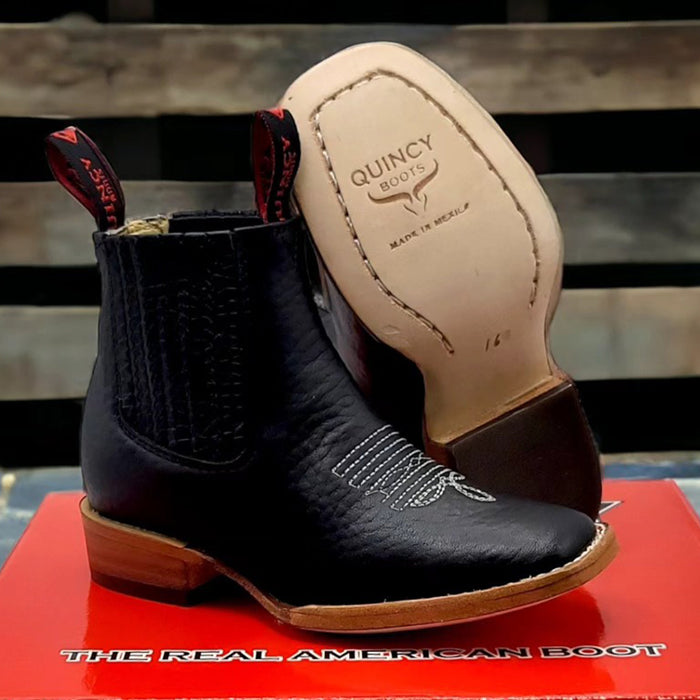 Childrens Cowboy Boots Black Square Toe - Quincy