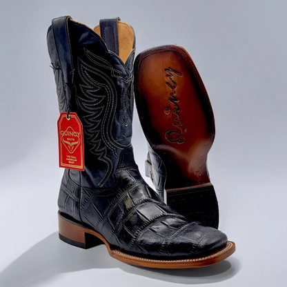 Aligator Print Black Square Toe Boots - Image 2