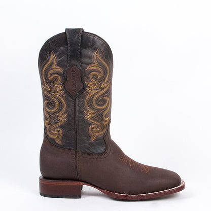 Brown Wide Square Toe Boots - Image 2