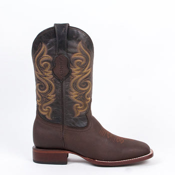 Brown Wide Square Toe Boots - Image 2