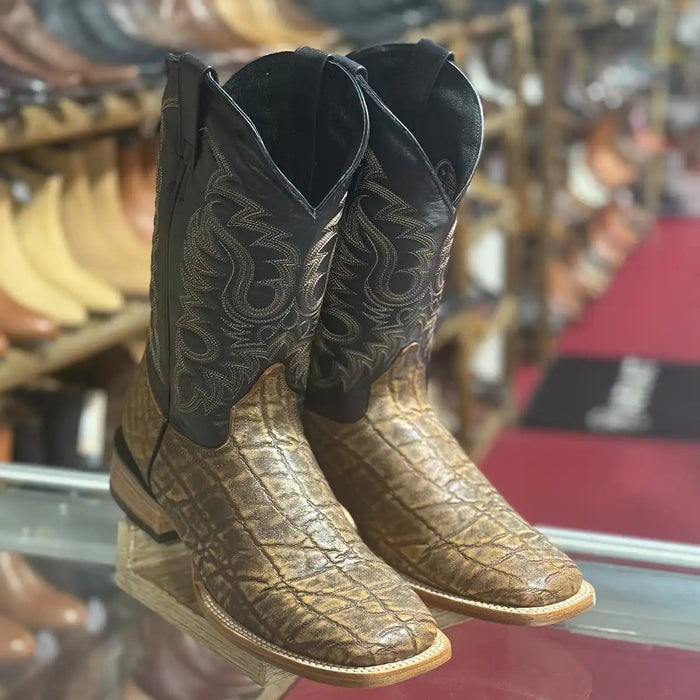 Men's Elephant Print Square Toe Cowboy Boots