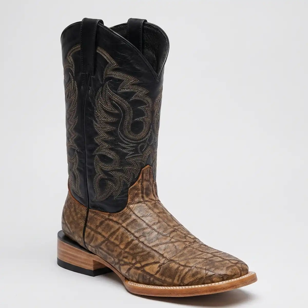 Men's Elephant Print Square Toe Cowboy Boots