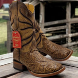 Hand-Tooled Print Cowboy Boots - Image 2