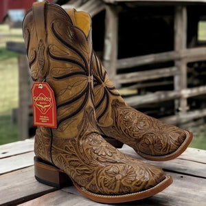 Hand-Tooled Print Cowboy Boots - Image 2