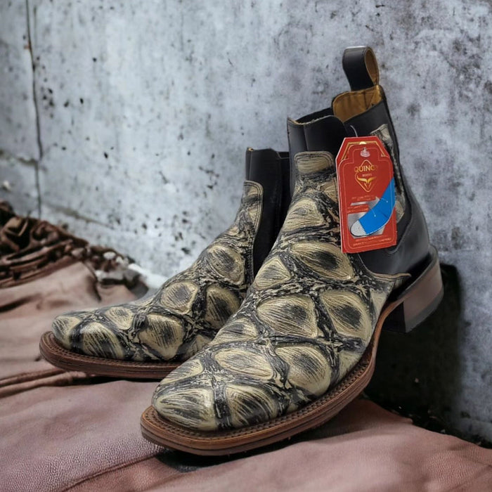 Quincy Pirarucu Print Short Cowboy Boots