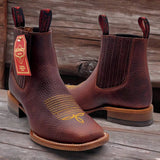 Mens Quincy Boots Shedron Brown Ankle Boots Square Toe - Chedron
