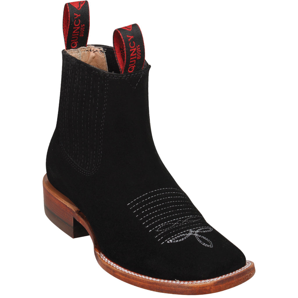 Image of Women's Black Square Toe Suede Ankle Boots