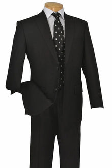 Apollo King "Black Modern Fit Poplin Suit - Men's Two-Button Style"