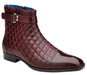 Belvedere Mens Quilted Ostrich Captoe Boots Burgundy Libero
