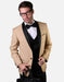 Statement Men's Champagne with Black Lapel Vested 100% Wool Tuxedo
