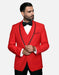 Statement Men's Red Vested with Black Trim Fine Lapel 100% Wool Tuxedo
