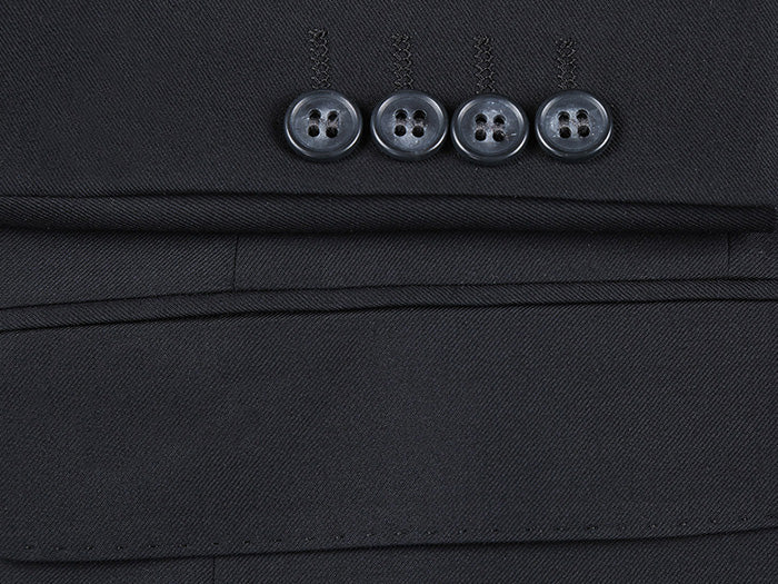 Half Canvas Wool Dress Suit Regular Fit 2 Piece in Black - Image 6