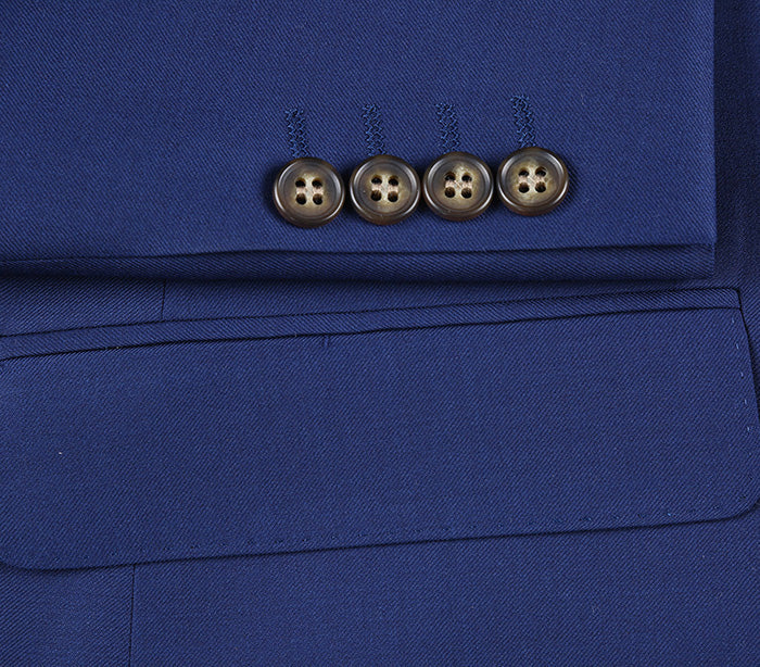 Half Canvas Wool Dress Suit Modern Fit 2 Piece in Blue - Image 6