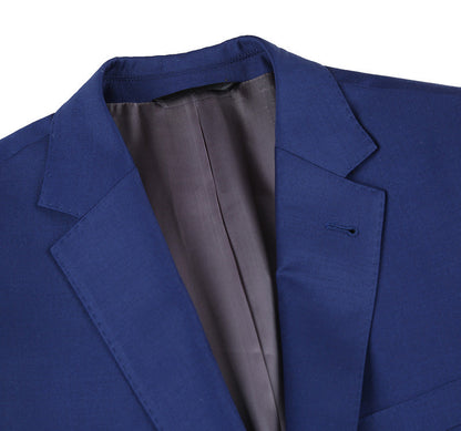Half Canvas Wool Dress Suit Modern Fit 2 Piece in Blue - Image 5