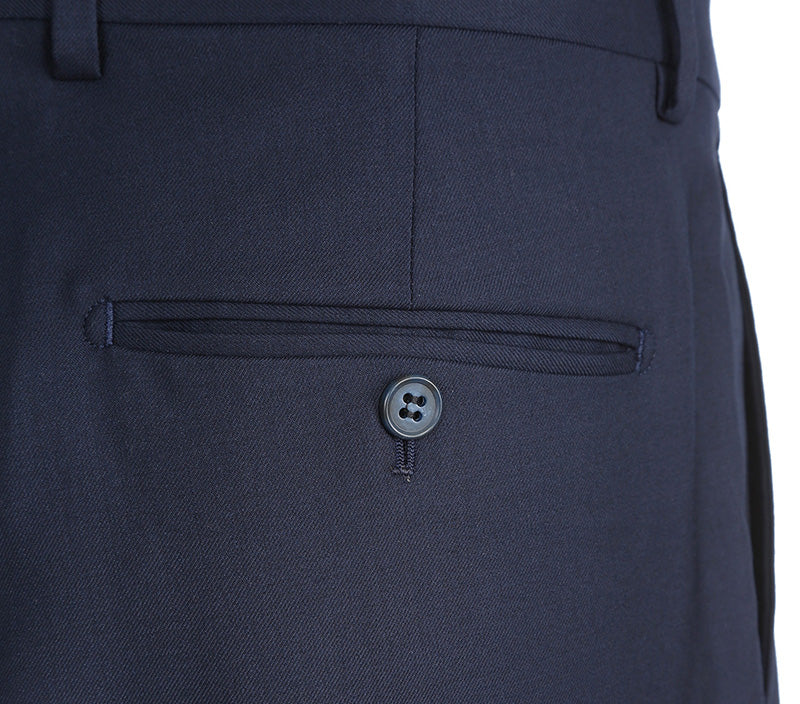 Half Canvas Stretch Wool Dress Suit Regular Fit 2 Piece in Navy - Image 8