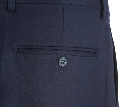 Half Canvas Stretch Wool Dress Suit Regular Fit 2 Piece in Navy - Image 8