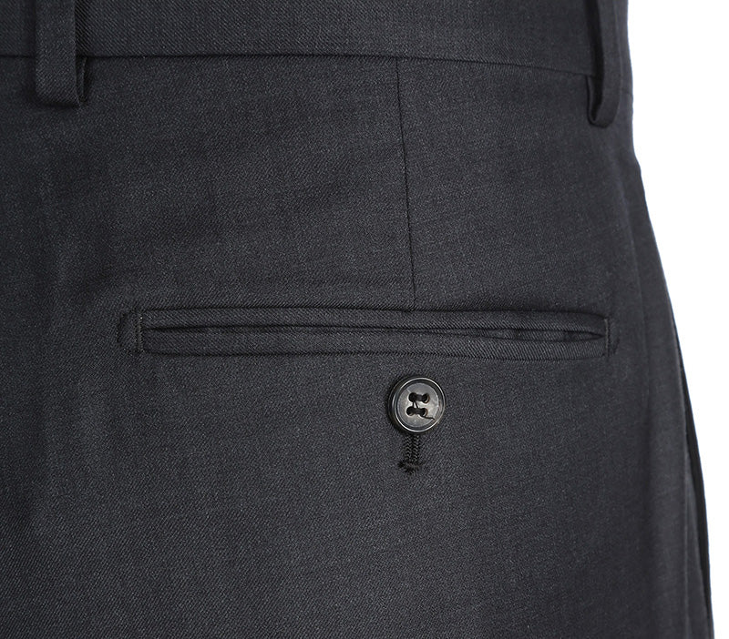 Half Canvas Wool Dress Suit Regular Fit 2 Piece in Charcoal - Image 8
