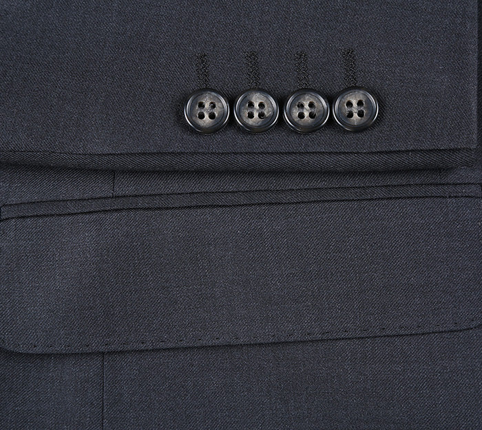 Half Canvas Wool Dress Suit Regular Fit 2 Piece in Charcoal - Image 6