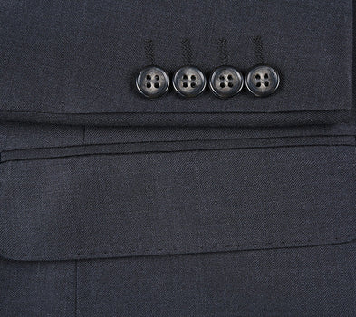 Half Canvas Wool Dress Suit Modern Fit 2 Piece in Charcoal - Image 6