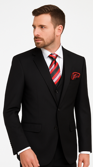 Black 3-Piece Suit for Men – Rossi Man CYRUS RM101 with Classic Styling - Image 2