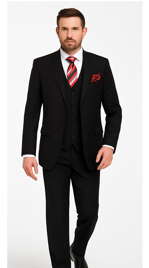 Black 3-Piece Suit for Men – Rossi Man CYRUS RM101 with Classic Styling