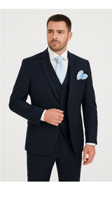 Men’s Solid Navy Blue 3-Piece Suit – CYRUS RM116 by Rossi Man Modern Fit