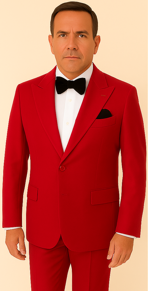 Velvet Fabric Suit - Red Blazer + Pants in Velvet Fabric Rossiman Christmas Holiday Suit