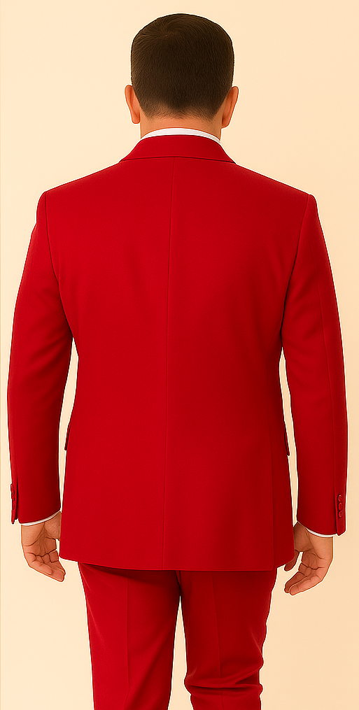 Velvet Fabric Suit - Red Blazer + Pants in Velvet Fabric Rossiman Christmas Holiday Suit
