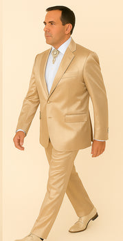 Rossi Man LEO RM1609 – Cream 3-Piece Slim Fit Suit for Men | Sophisticated Formalwear for Special Occasions