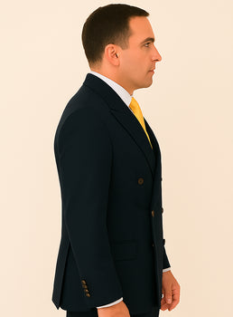 Rossi Man Double-Breasted 2-on-6 Suit – Elegant Men's Formalwear with Flat Front Trousers