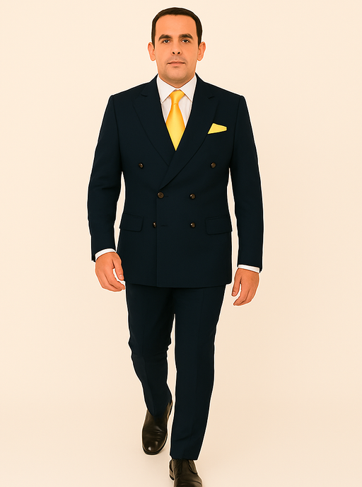 Rossi Man Double-Breasted 2-on-6 Suit – Elegant Men's Formalwear with Flat Front Trousers