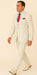 Rossi Man Slim Fit 3-Piece White Suit – Peak Lapel, Double-Breasted Vest & Flat Front Pants