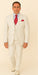 Rossi Man Slim Fit 3-Piece White Suit – Peak Lapel, Double-Breasted Vest & Flat Front Pants