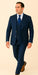 Rossi Man BOND RM1752 Slim Fit 3-Piece Navy Suit – 1-Button Peak Lapel, Double-Breasted Vest & Flat Front Pants