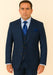 Rossi Man BOND RM1752 Slim Fit 3-Piece Navy Suit – 1-Button Peak Lapel, Double-Breasted Vest & Flat Front Pants