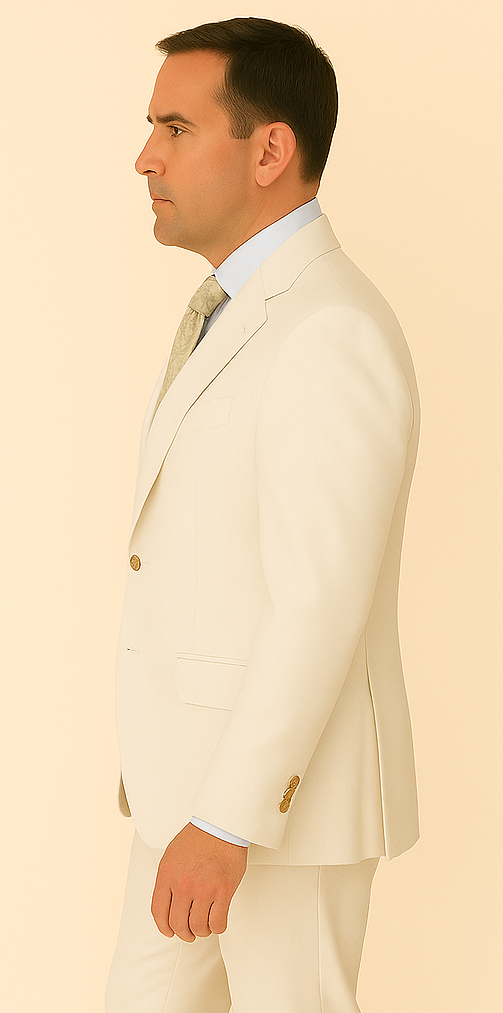Rossi Man BOND RM1770 Slim Fit 3-Piece White Suit – 1-Button Peak Lapel, Stylish Men’s Formalwear