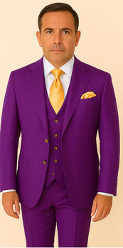 Rossi Man BOND RM1778 Slim Fit 3-Piece Purple Suit – Elegant Tailored Suit for Men