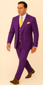 Rossi Man BOND RM1778 Slim Fit 3-Piece Purple Suit – Elegant Tailored Suit for Men