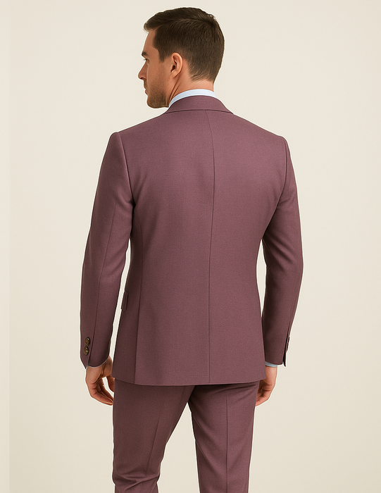 Rossi Man MAX RM1381 Slim Fit 3-Piece Suit – Modern Tailored Solid Raspberry Suit for Men