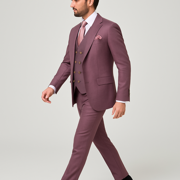 Black Raspberry Suit Rossi Man MAX RM1381 Slim Fit 3-Piece Suit – Modern Tailored Solid Ras ...
