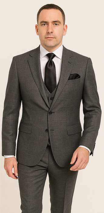 Rossi Man MAX RM1784 Slim Fit 3-Piece Suit – Stylish Grey Formal Suit for Men