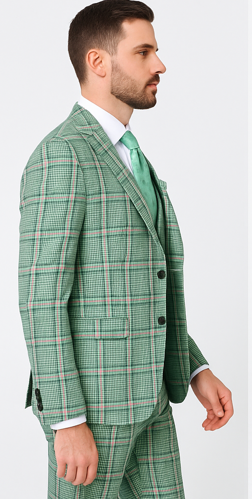 Rossi Man MAX RM1825 Slim Fit 3-Piece Mint Green Suit – Modern Formalwear for Men