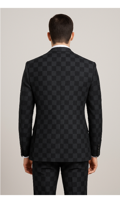 Rossi Man Max RM1837 – Men’s Slim Fit Tailored 3-Piece Suit in Black