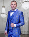 Statement Men's Royal Blue Patterned Vested Tuxedo with Bowtie