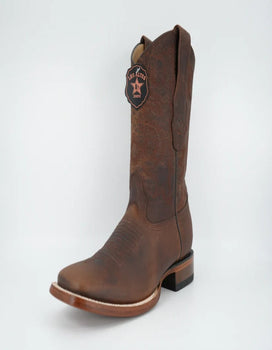 Los Altos Men's Rage Walnut Wide Square Toe Pull Up Tube Leather Boot - Image 6