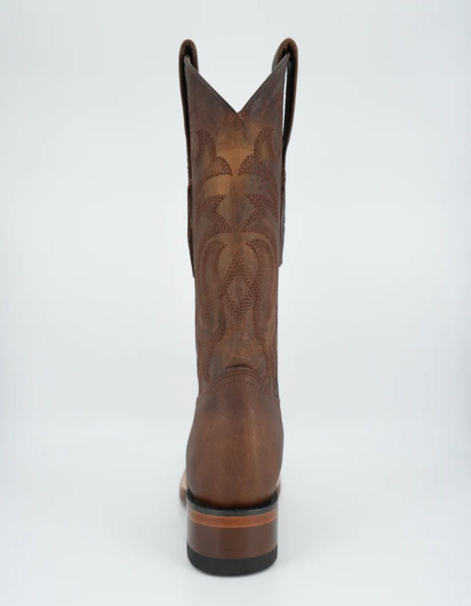 Los Altos Men's Rage Walnut Wide Square Toe Pull Up Tube Leather Boot